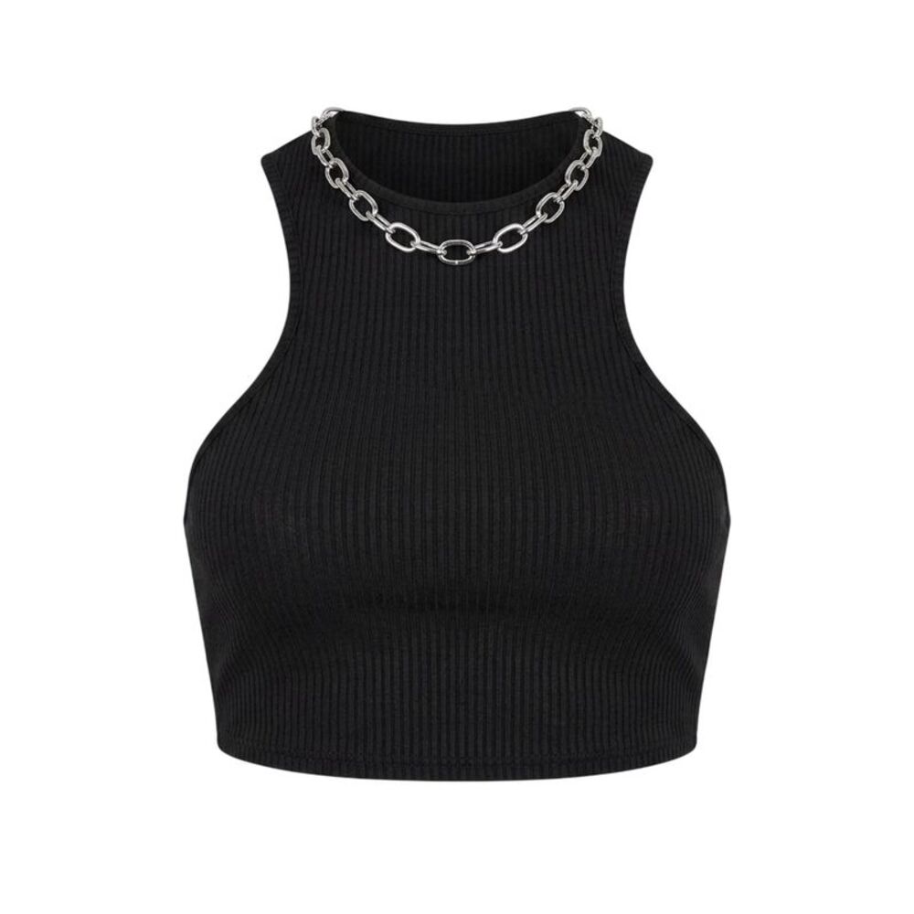 Missy Empire Womens/Ladies Racer Crop Top / Black